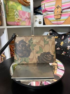 Coach Camo Rose Wristlet